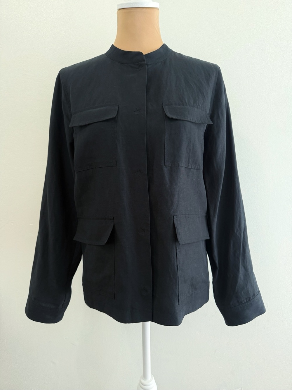 KOBI HALPERIN STARR BLACK SNAP BUTTON UP FLAP POCKET UTILITY SHIRT JACKET
